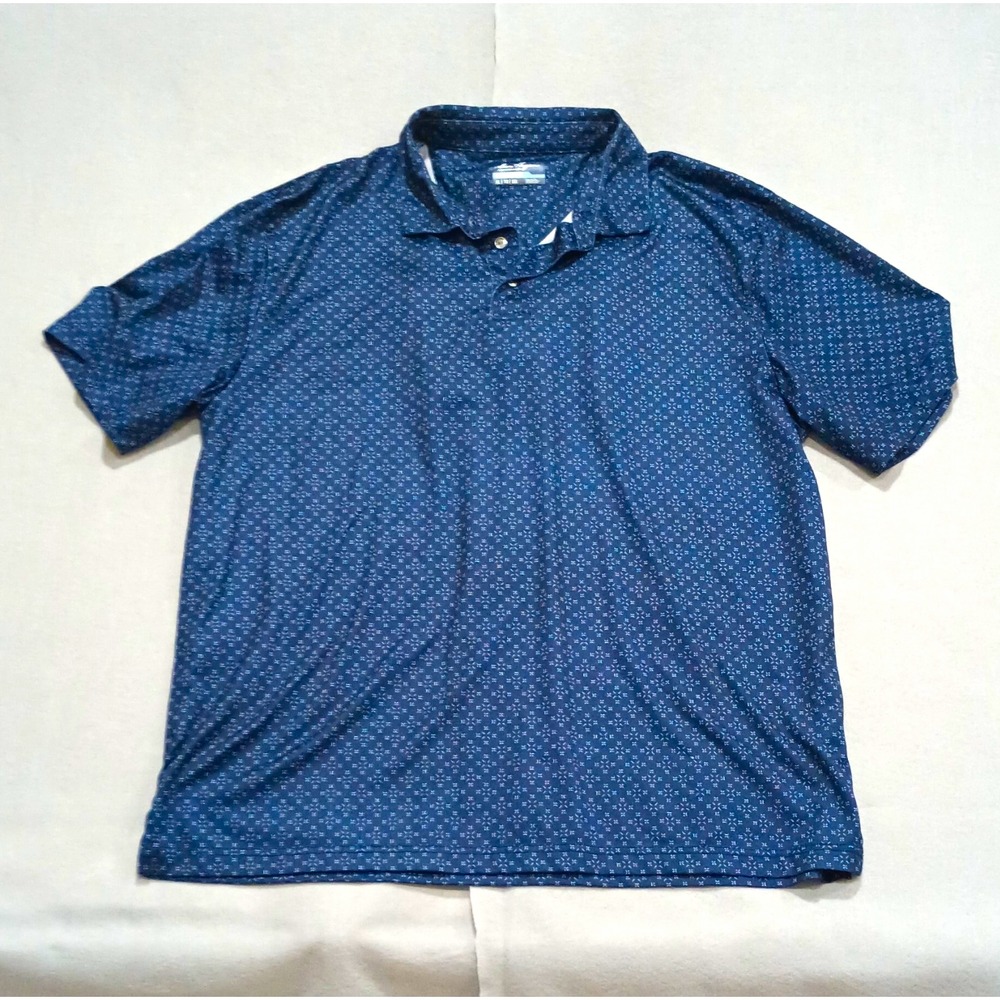 Ben Hogan Performance Men's Geometric Blue Short Sleeve Collared Polo XL Regular